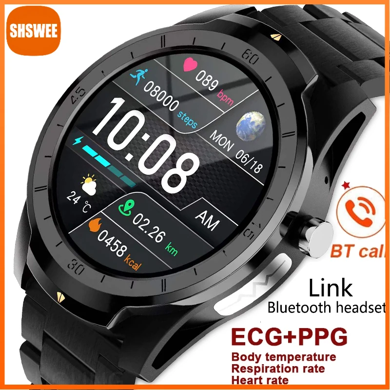 

For Xiaomi Huawei Watch Bluetooth Call Local Music Smart Watch Men ECG+PPGBody Temperature Blood Pressure Health Smartwatch
