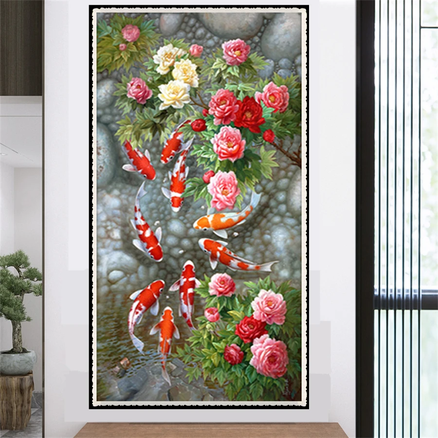 

Big Size Flower Goldfish DIY 5D Diamond Painting Full Drill Square Embroidery Mosaic Art Picture Of Rhinestones Home Decor Gifts