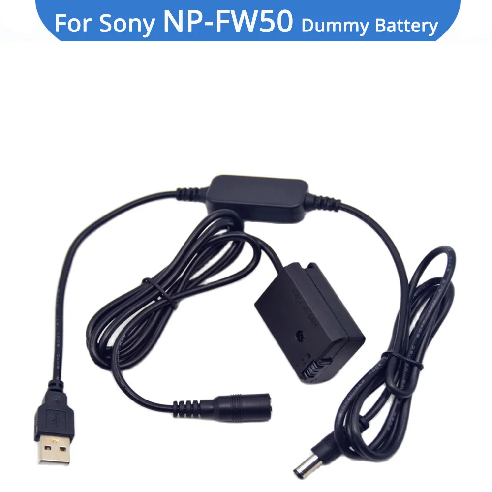 

NP FW50 Dummy Battery AC-PW20 DC Coupler 5V 2A USB Cable For Sony ZV-E10 a7 a7R A7000 A6500 A6000 A5000 RX10 Camera