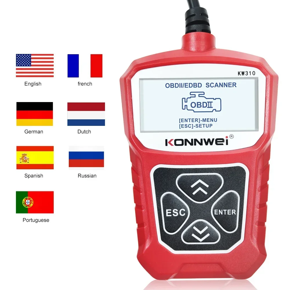 Фото Диагностический сканер KOWWEI STABLE KW310 OBD для автомобилей, считыватель кодов неисправностей, инструмент для диагностики авто, карта для чтения данных ELM327 OBD2 №4