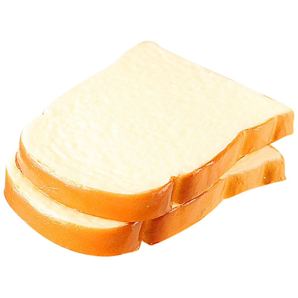 

2 Pcs Simulated Bread Kids Toy Toast Decor Fake Slices Home Supplies Pu Adornment Food Model Child Models Kitchen Props