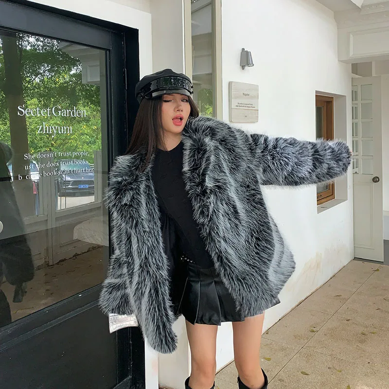 Высокое качество меха и искусственного 2024 новая модная темпераментная женская