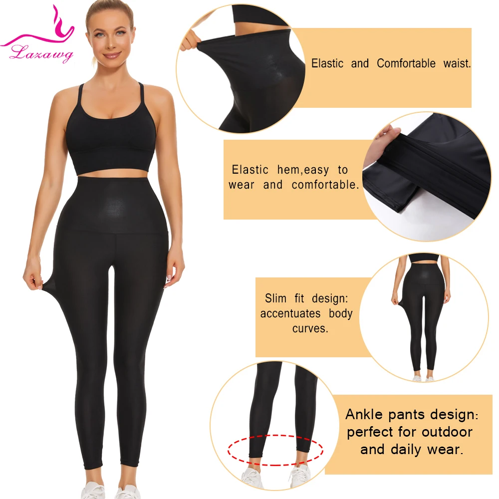 LAZAWG Women Sauna Suit Sweat Set Weight Loss Pant Jacket Slimming Top Workout Leggings Trousers Body Shaper Fitness Fat Burner