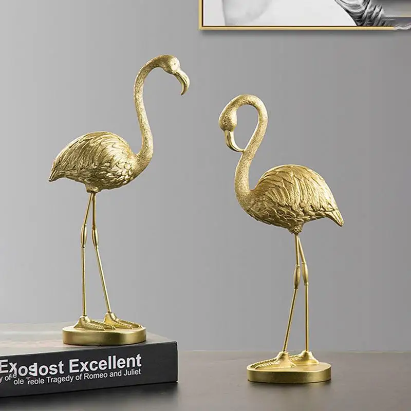 

Nordic Style Luxury Golden Flamingo Figurine Home Resin Decoration Crafts TV Cabinet Decoration Personality Creative Ornament