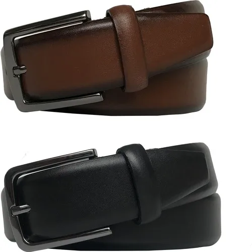 

2 PCs Genuine leather Belt 3.5 cm Black, Tan, Accessory, Pants