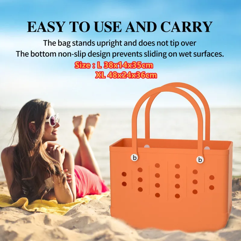 Extra Large Beach Bag Summer EVA Basket Women Silicon Beach Tote With Holes Breathable Pouch Shopping Storage Basket