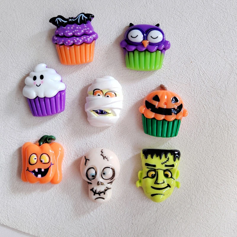 10 шт. милые красочные полимерные 3D призраки летучая мышь торт Тыква Сова череп