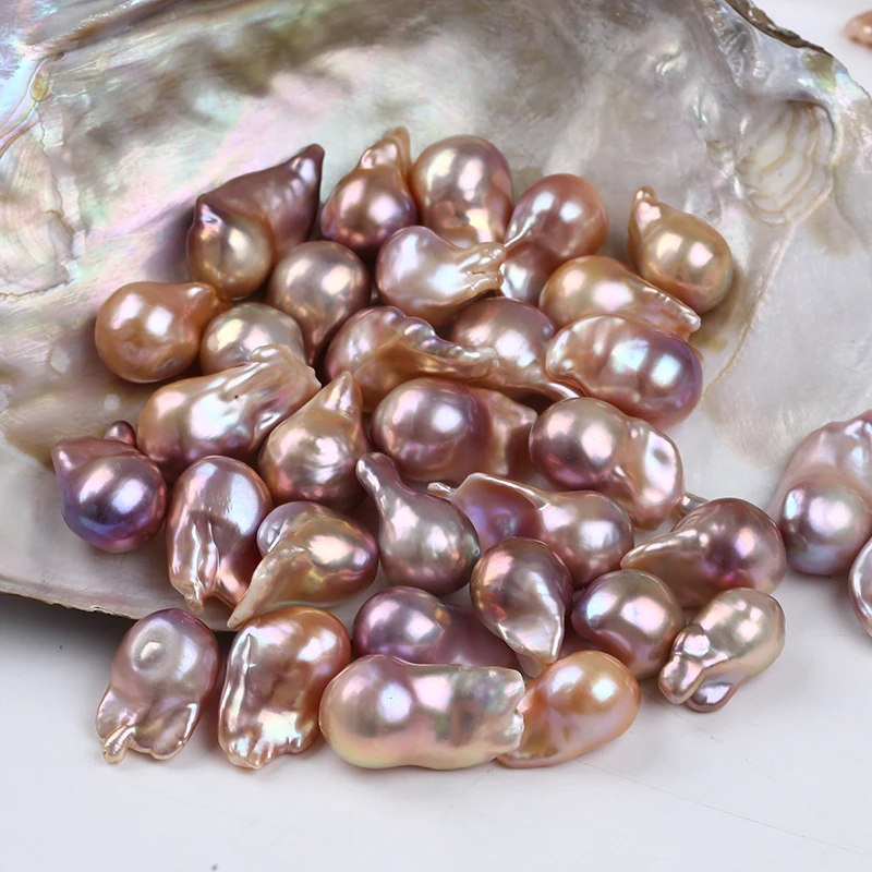 

14-19mm Top Quality AAAA Natural Pink Fireball Loose Real Freshwater Large Baroque Pearl Beads