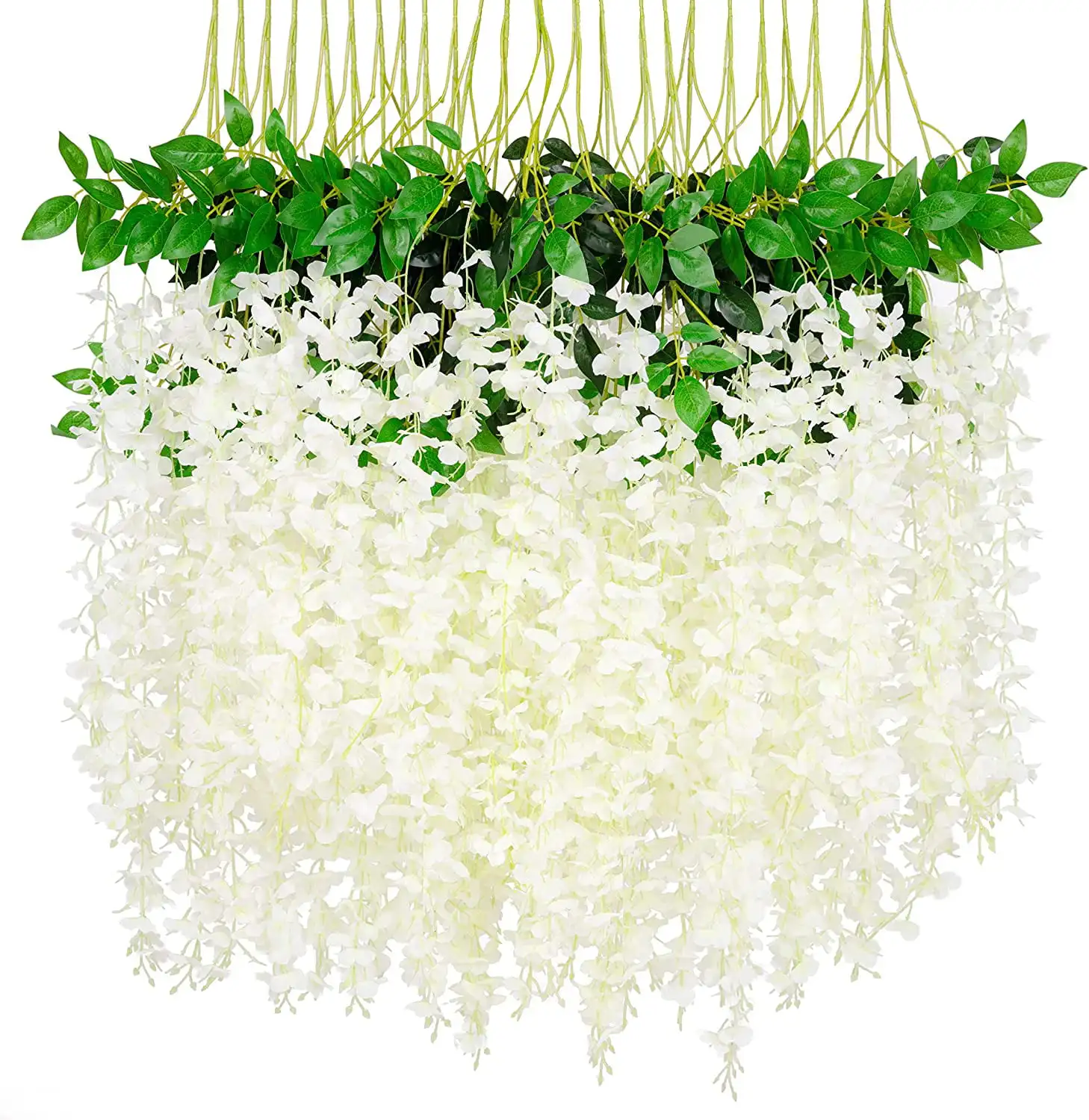 

24 Pcs Fake Wisteria Vine Ratta3.6 Ft Long Hanging Bush Garland Silk Flowers String Home Party Wedding Gift Decor