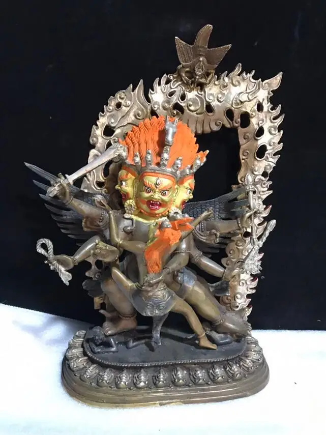 

22cm Tibet craft pure copper gilt Buddha statue Prabhupada Vajra copper statue ornaments