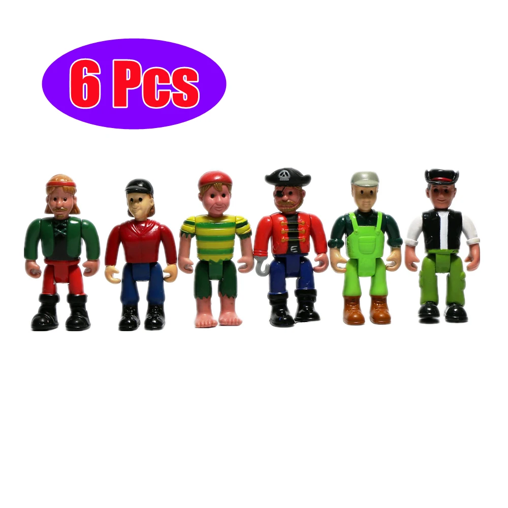 

6pcs Action Figures Plastic Pirate Model Cartoon Dolls Pretend Play Boys Kids Toys for Children Soldier Worker Engineer Figure