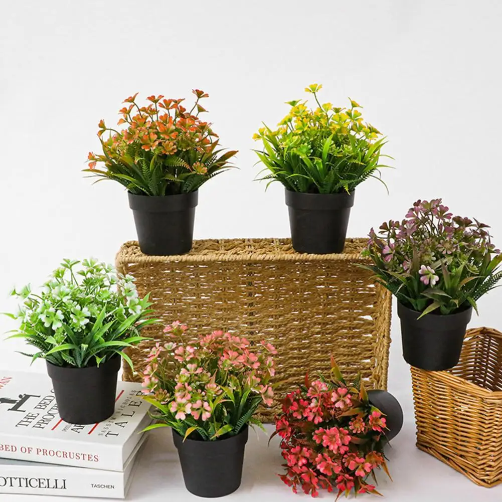 

Mini Unique Increase Vitality Fake Potted Plant Plastic Artificial Bonsai Convenient Desktop Decor