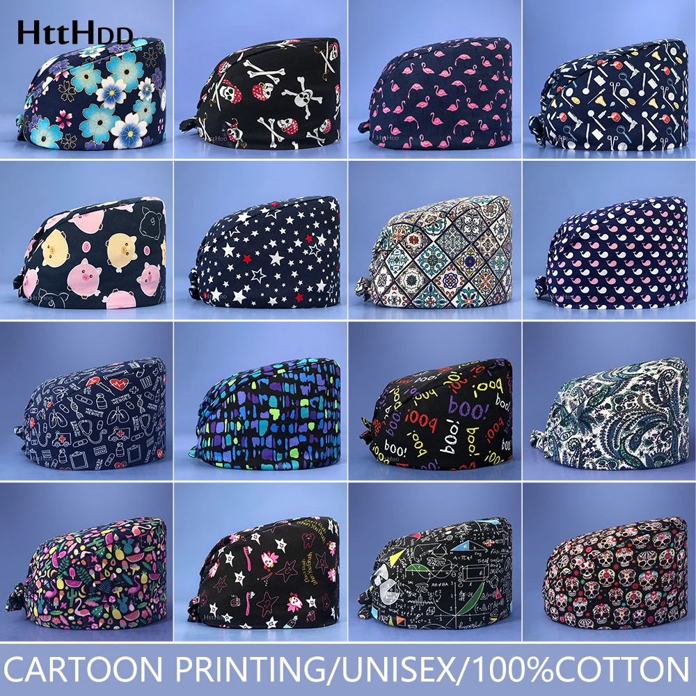 

Cotton Operating Room Cartoon Doctor Cleaning Medical Supplies Wholesale Reusable Stretch Scrubs Caps Pharmacy Nurse Accessories