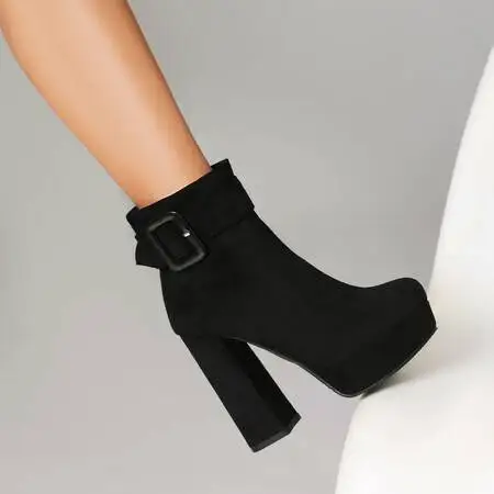 Женские ботильоны с круглым носком на блочном каблуке 12 см