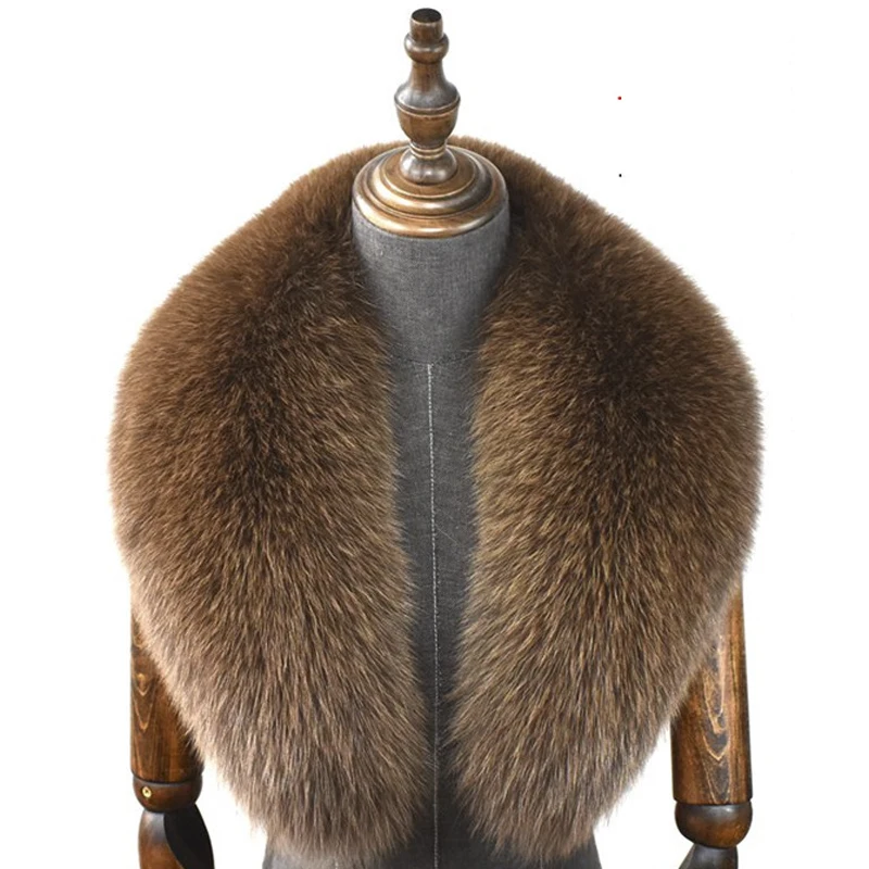Fox Fur Collar 100% Real Fox Fur Scarf Straight Collar Natural Fur Gray Collar  Large Size Neck Warmer Fur Scarf Shawls