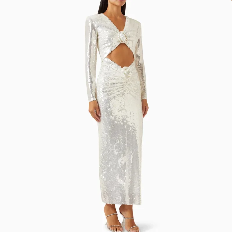 Модное сексуальное платье Independent Station с v-образным вырезом и стразами женское