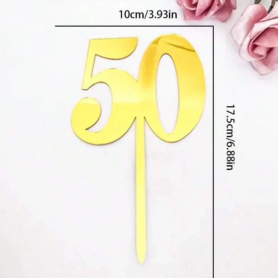 

MOONBIFFY Золотой акриловый топпер для торта 18/21/30/40/50/60/70/80