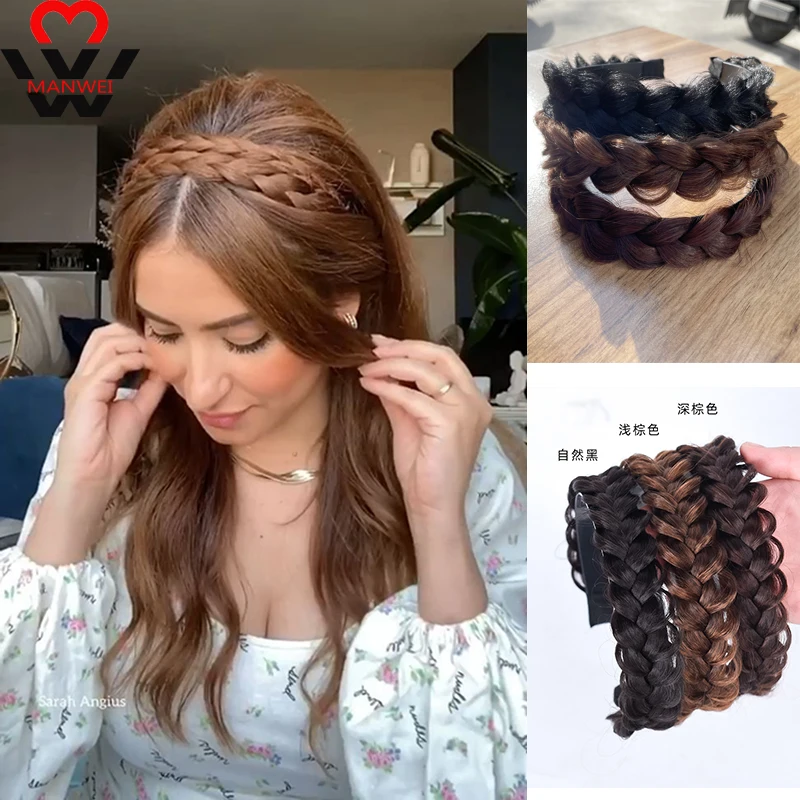 Новинка Женский винтажный парик MANWEI косички-рыбки повязки на голову черные