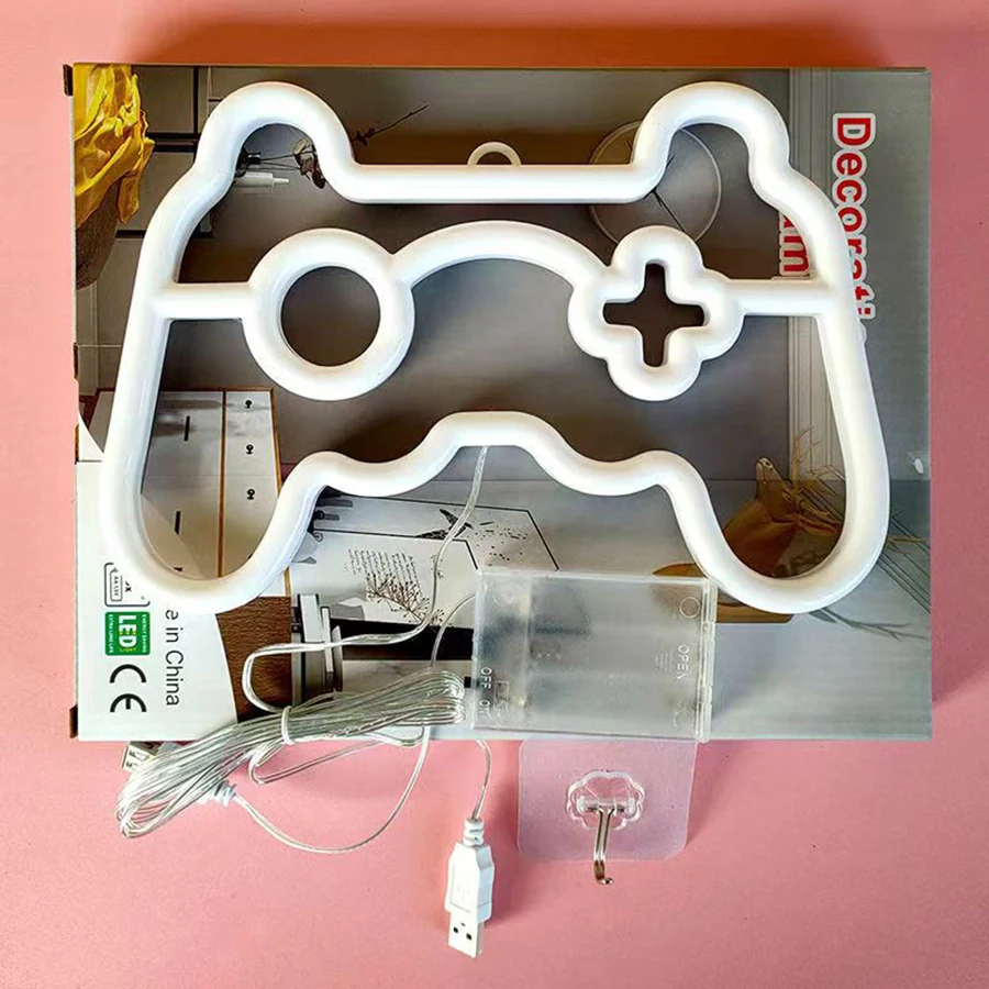 Купить Яркий светодиодный неоновый светильник, ночной геймпад, огненная луна, звезда, вывеска, модельная лампа для комнаты, настенное украшение, оп...