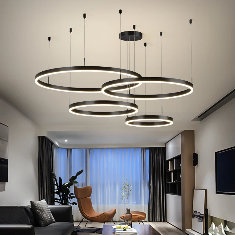 

Art Led Chandelier Pendant Lamp Light Room Decor Christmas Decoration Circle modern minimalist hollow household combination