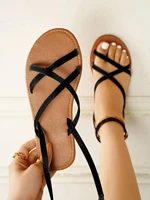 crossover strap flat ankle strap sandals