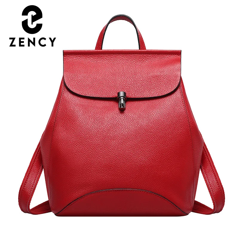 

Рюкзак Zency женский из мягкой натуральной кожи, вместительный ранец красного и розового цвета на плечо, школьная сумка для девушек, 2023
