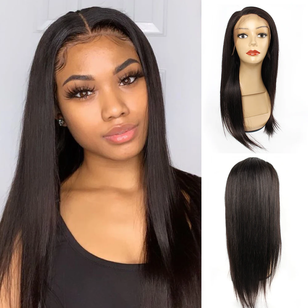 

4x4 Straight Transparent Lace Wig 12 to 18 Inch Indian Human Hair Wigs For Woman Pre-Plucked Hair Line Wigs With Baby Hair