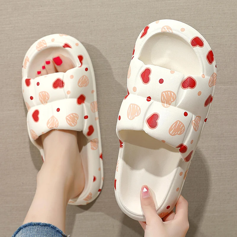 

ASIFN Summer Women Home Lovely Slippers Bathroom Soft Anti-slip Sandal Couple Thick Sole Slides Indoor Flip Flops Sandal Outdoor