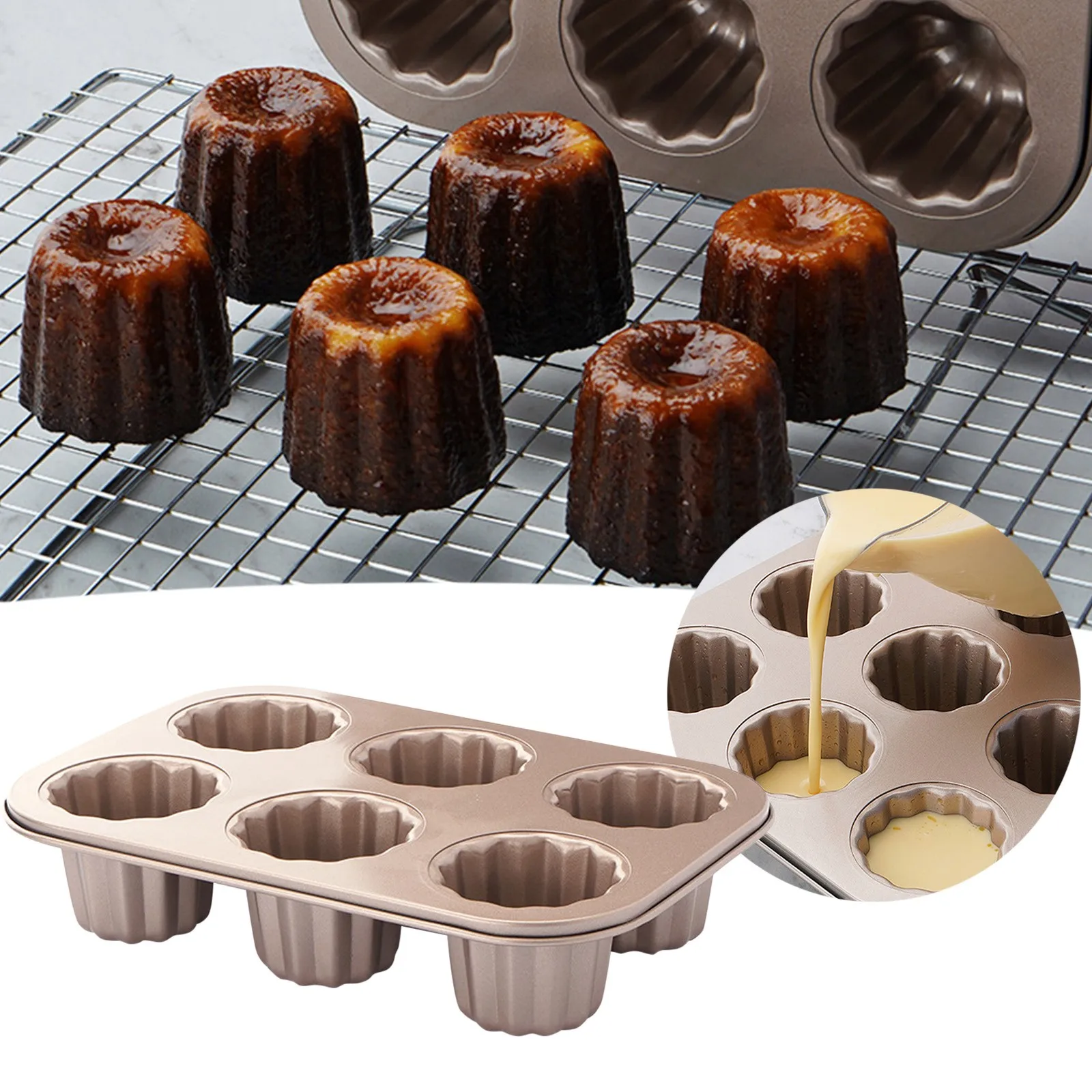 

6 Straight Cup Corolli Cake French Dessert Kana Lei Baked Angel Bell Cup Cake Tool