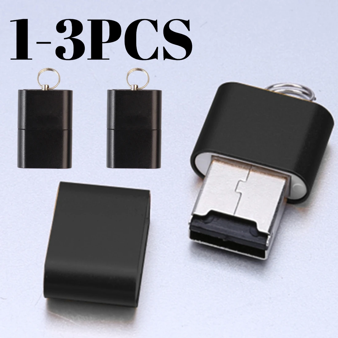 3-1Pcs Ultra-thin Mini Aluminium Alloy 480 Mbps USB 2.0 T Flash TF Micro SD Memory Card Reader Adapter （No TF Card）