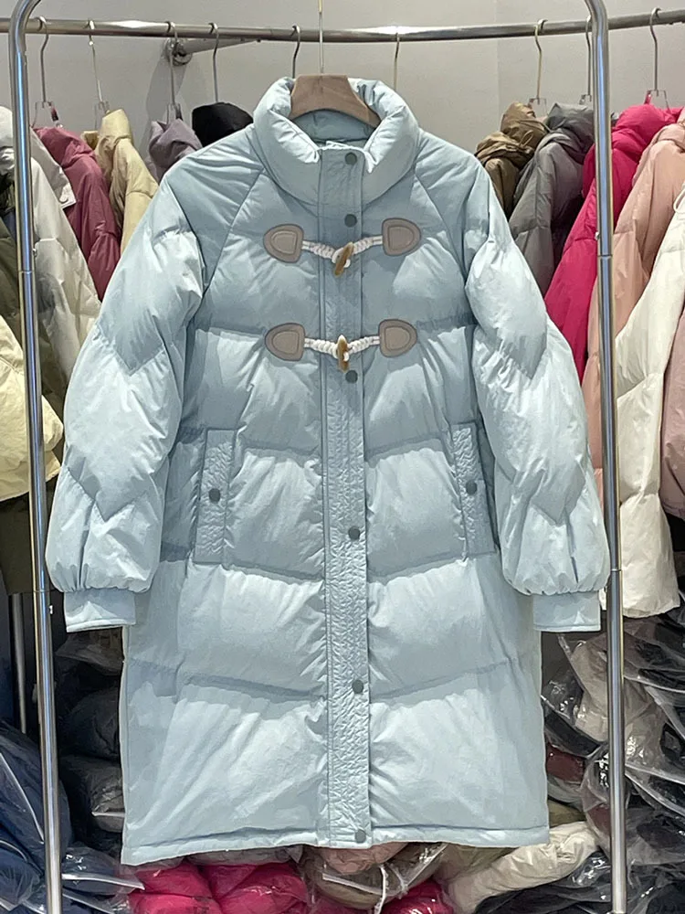 Женские парки с роговыми пуговицами Осень-зима 2023 новые модные длинные куртки