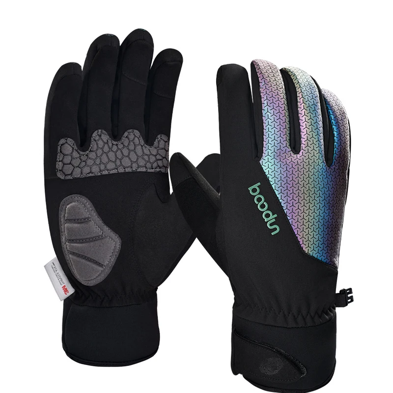 

New thickened dazzling long finger riding gloves windproof waterproof 3M warm ski gloves