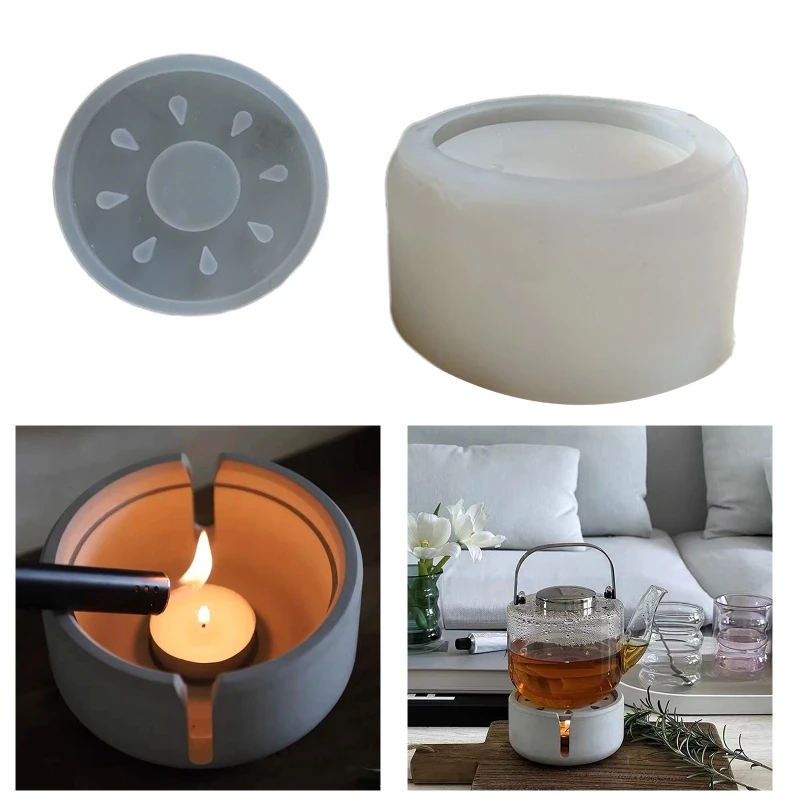 

1 Set Round Scented Candle Heater Mold Heating Warm Wine Device Resin Mold Plaster Cement Silicone Mold for Home Decor