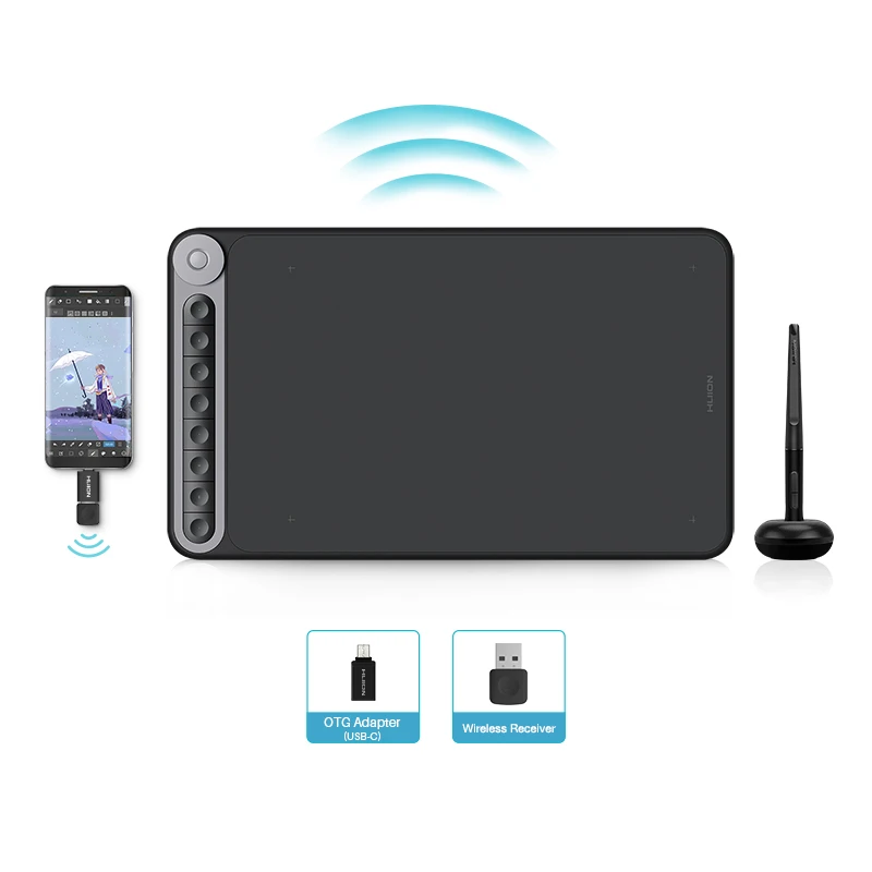 

Huionl Inspiroy Dial Q620M Graphic Drawing Tablet 266PPS Wireless Connection Digital Pen Tablet with Dial for PC and Android