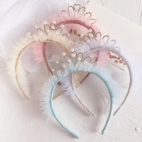 korea style new birthday party princess hair band crown imitation pearl rhinestone headband for girl fashion hair accessories