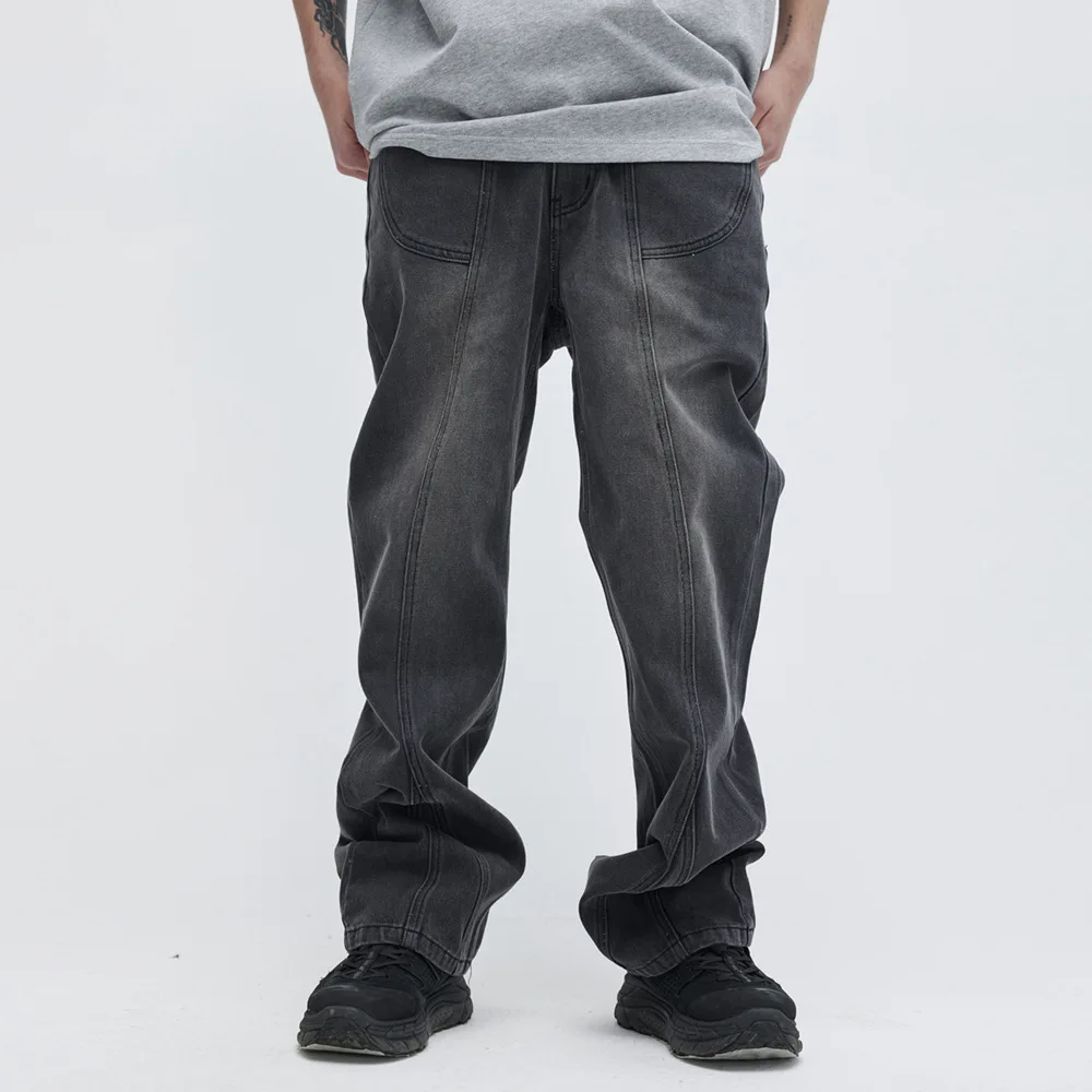 2023 Denim Pants Men Streetwear Patchwork Retro Vintage Blue Denim Pants Jeans HipHip Casual Joggers Trousers Jeans Cotton