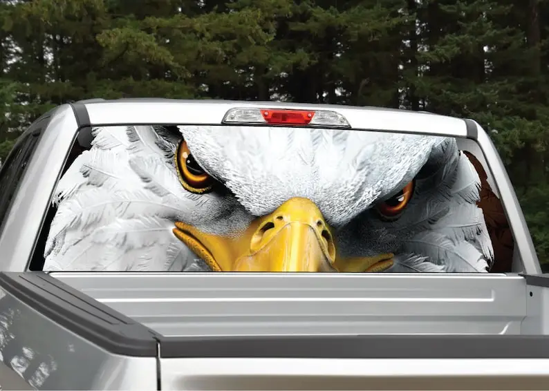 

Bald Eagle Eyes Patriotic Rear Window Graphic Decal Truck SUV (Perforated)