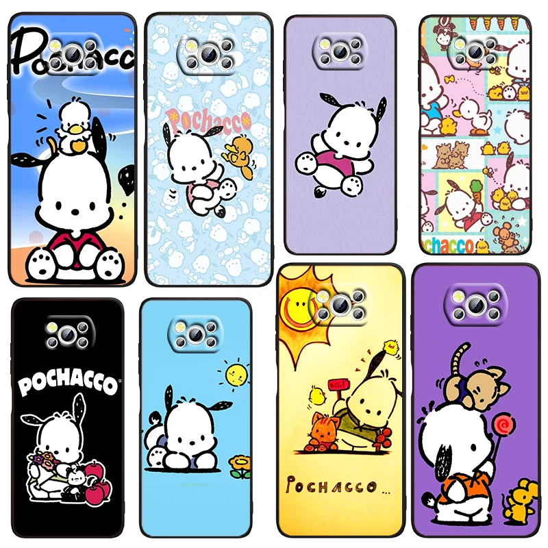 

Pochacco Cute Cartoon Dog For Xiaomi Civi Mi Poco X4 X3 NFC F3 GT M4 M3 M2 X2 F2 Pro C3 4G 5G Soft TPU Cover Black Phone Case