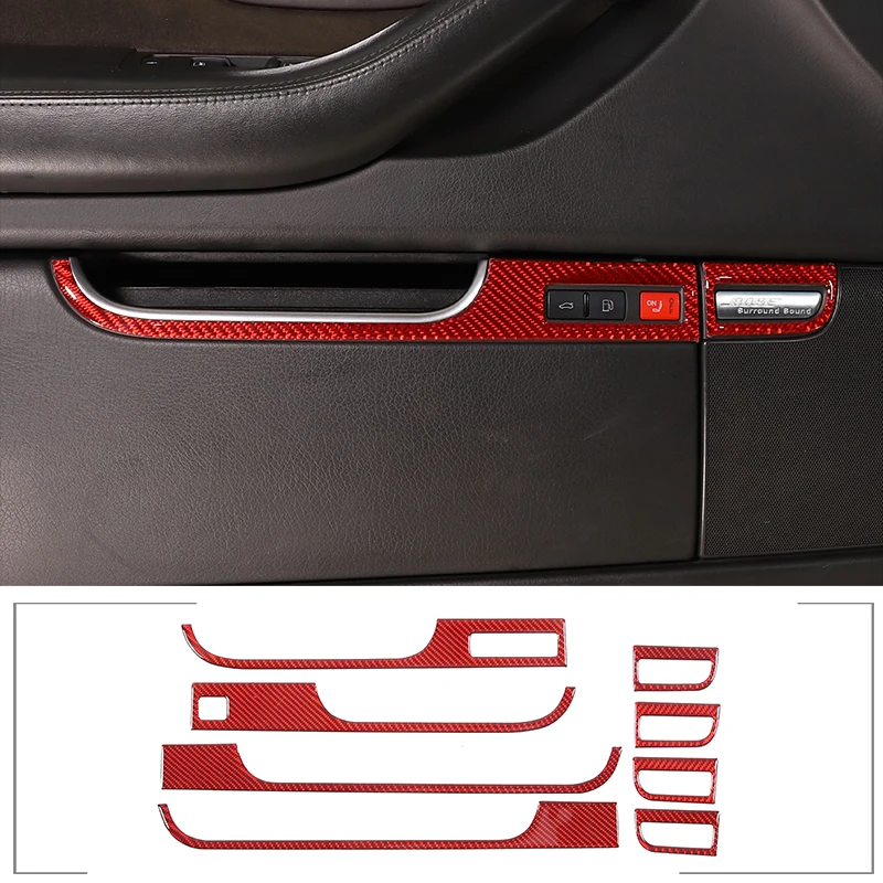 

Для Audi A8 D3 2004 - 2012 крышка крышки бензобака автомобиля переключатель наклейка из мягкого углеродного волокна аксессуары для интерьера 8 шт.