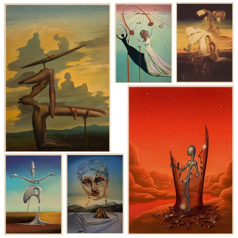 

Salvador Dali Art Vintage Posters Kraft Paper Sticker Home Bar Cafe Vintage Decorative Painting