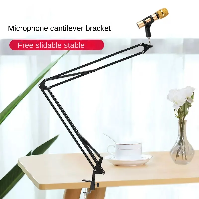 

Extendable Recording Microphone Holder Suspension Boom Scissor Arm Stand with Microphone Clip Table Mounting Clamp