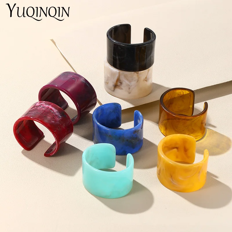 Винтажные подвески-манжеты из смолы, Открытый браслет для женщин, новые модные украшения, акриловые широкие геометрические вечерние большие браслеты для девочек