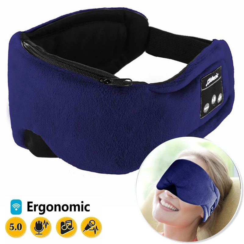 Sleeping Headphones Bluetooth Sleep Headphones Headband Blackout Extra Soft Lining with Gel Pack Slot Ultra-Thin Mic Eye Mask enlarge