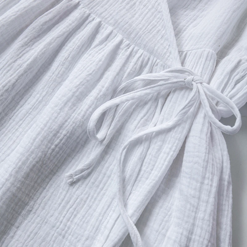 Шикарное женское платье из 100% хлопка с V-образным вырезом и пышными рукавами