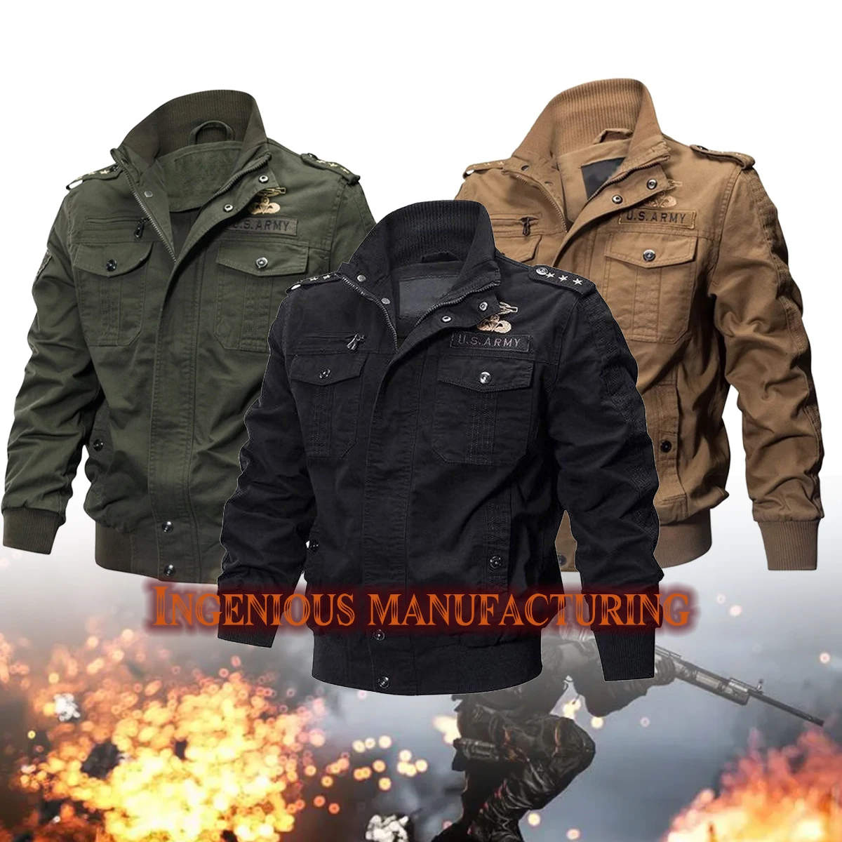 Winter Bomber Men's German Military Uniform Archon Special Forces Pilot  World War Ii Fan Tactical Denim Jacket Men Coat