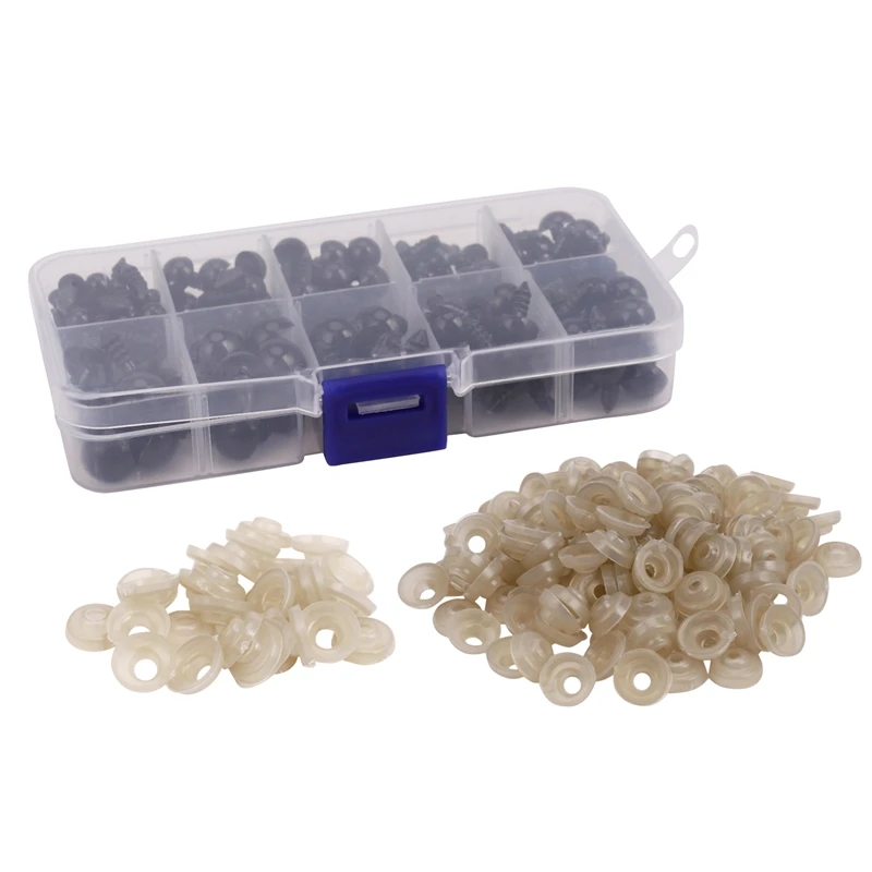 

142 Pieces Black Plastic Safety Eyes Craft Eyes With 142 Pieces Washers And Storage Box For Toys Dolls Making, 5 Sizes