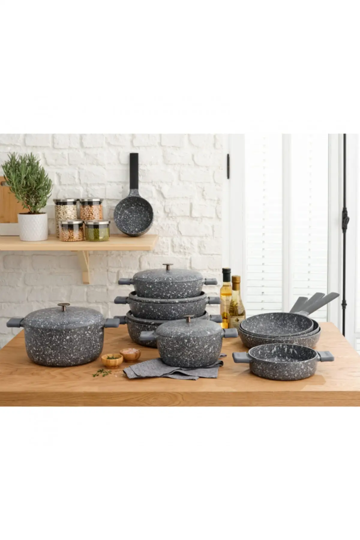 

TRUST Perge 15 Piece Molding Granite Cookware Set Luxury Kitchen Home