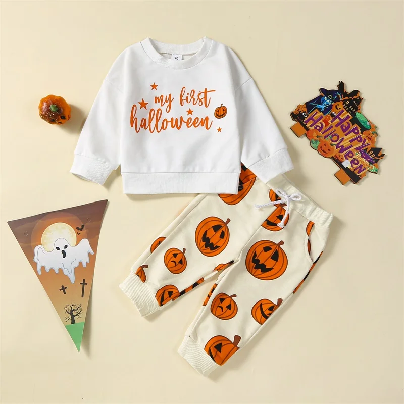 

Костюм Детский Эластичный из свитшота с длинным рукавом и принтом тыквы