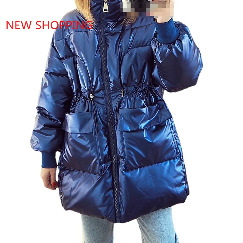 Warm Women Parkas 2022 New Winter Fashion Shiny Fabric Thicken Windproof Jackets Cotton Coat Outwear Snow Wear Jacket Streetwear