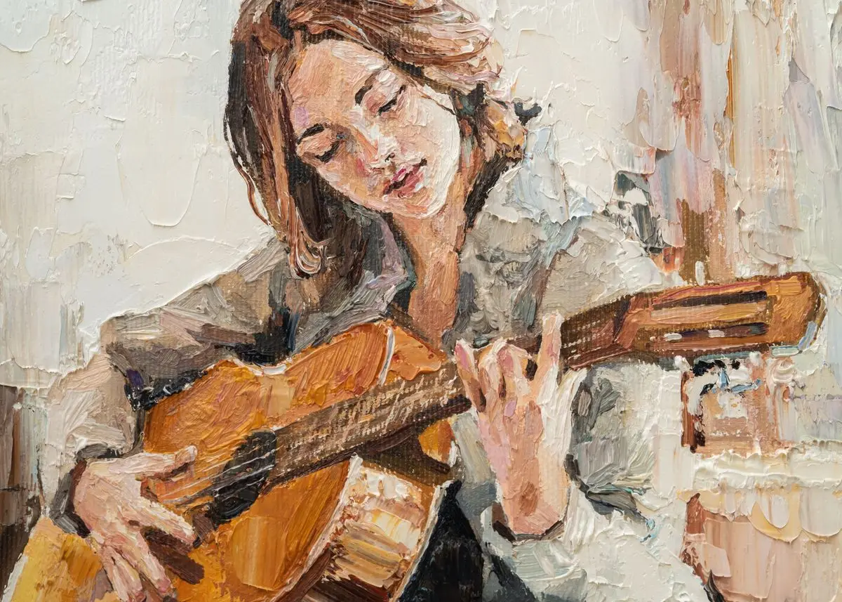 

Абстрактная картина маслом на холсте "Музыкальная девушка"